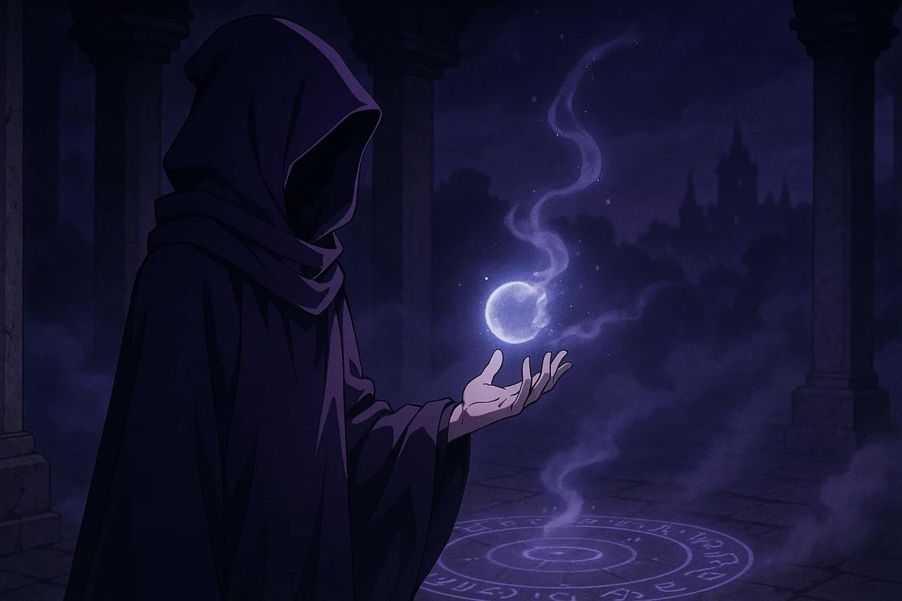 Calm lake with a ghost cloak floating above